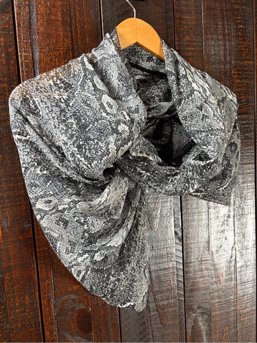 Cejon Gray Snake-Print Shawl Wrap